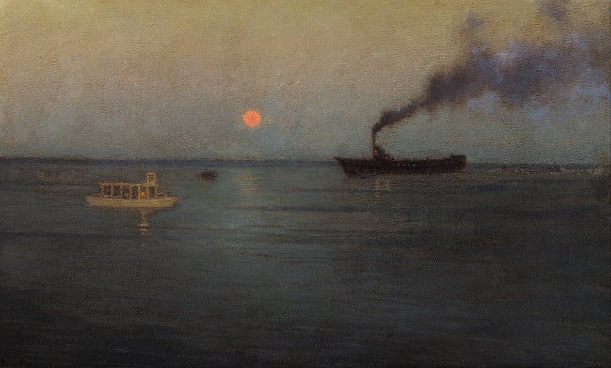 Rosy Moon Off Charleston Harbour av Lowell Birge Harrison