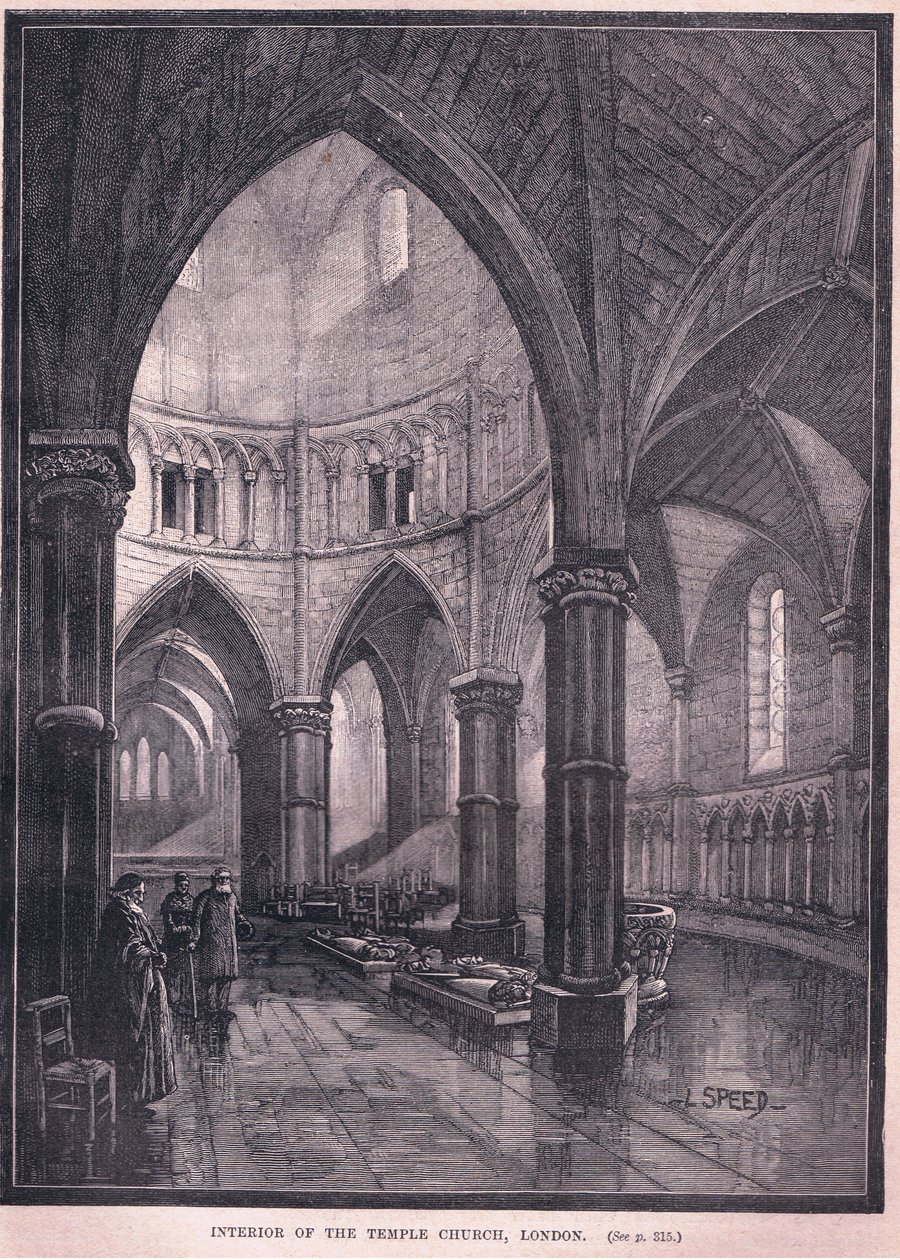 Interiøret i Temple Church, London av L. Speed