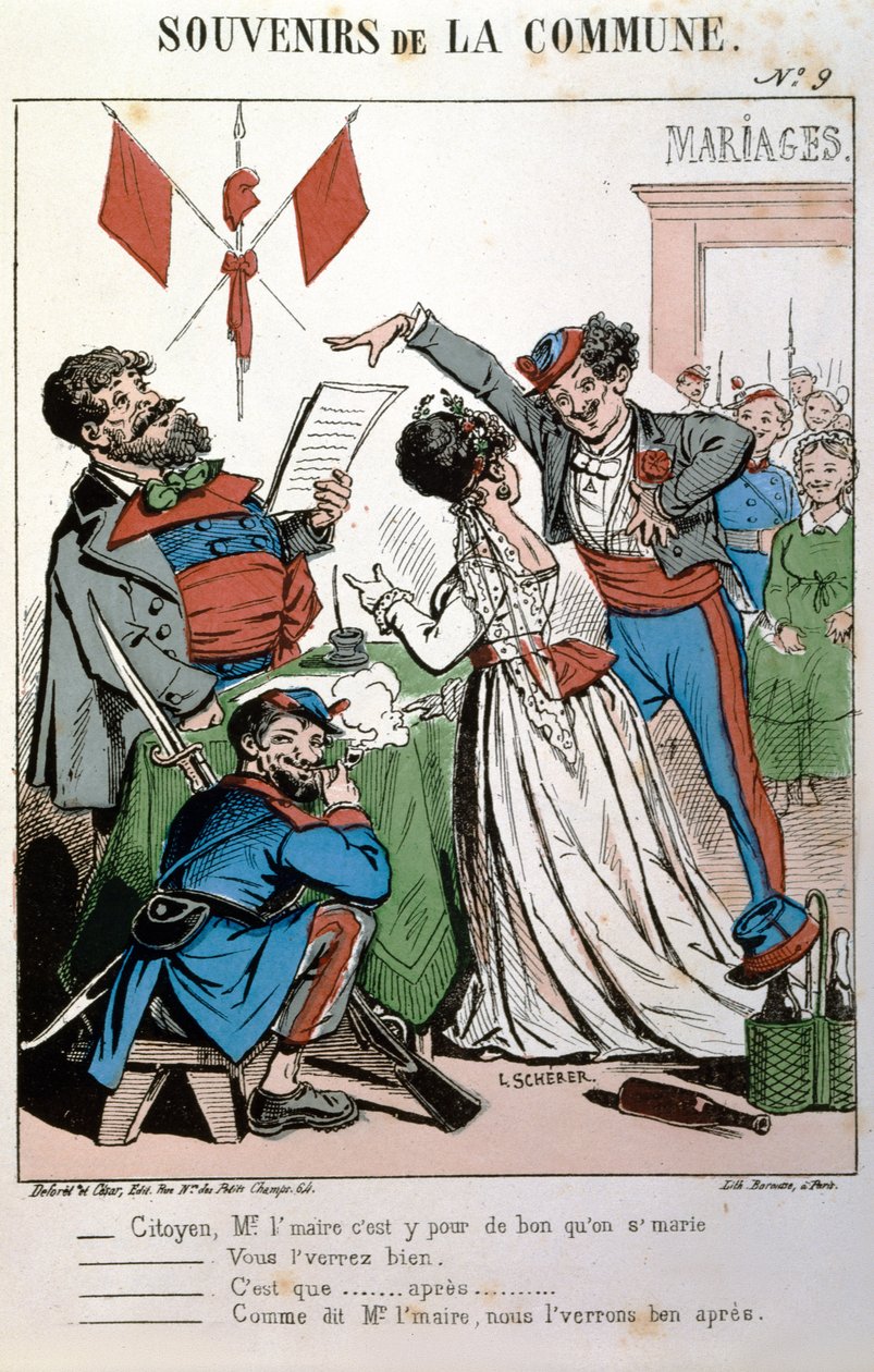 Erindringer om kommunen, et borgerlig bryllup, 1871 av L. after Scherer