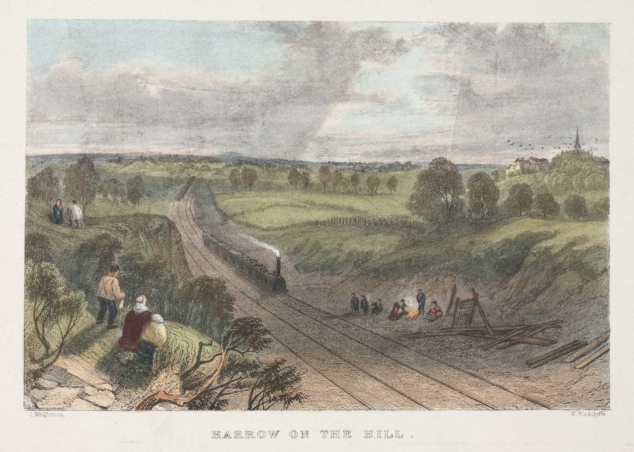 Harrow on the Hill, gravert av W. Radclyffe av L. after Wrightson