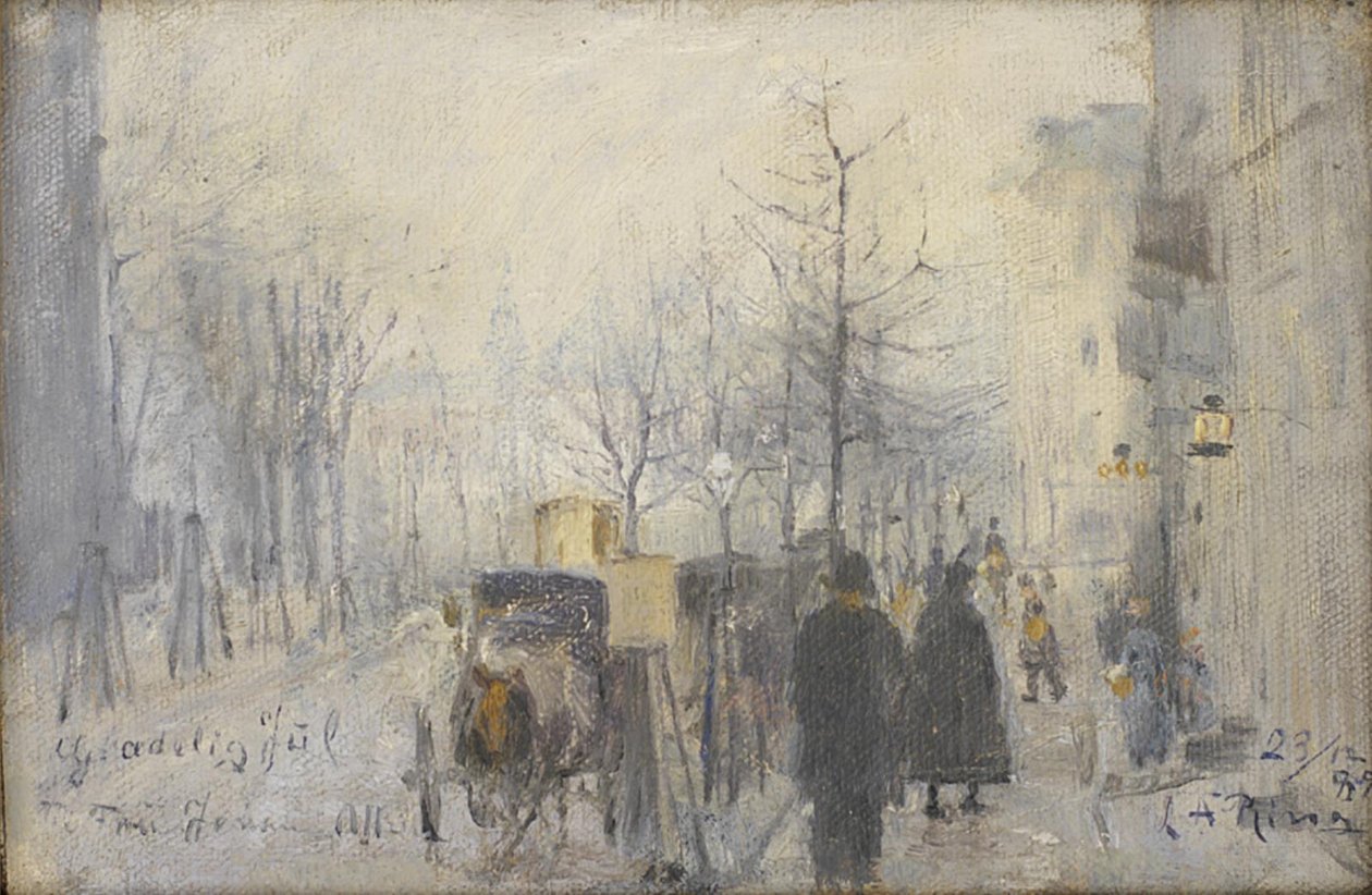 Utsikt fra vinduet i Café Osborne oppover Frederiksberg Allé av Laurits Andersen Ring