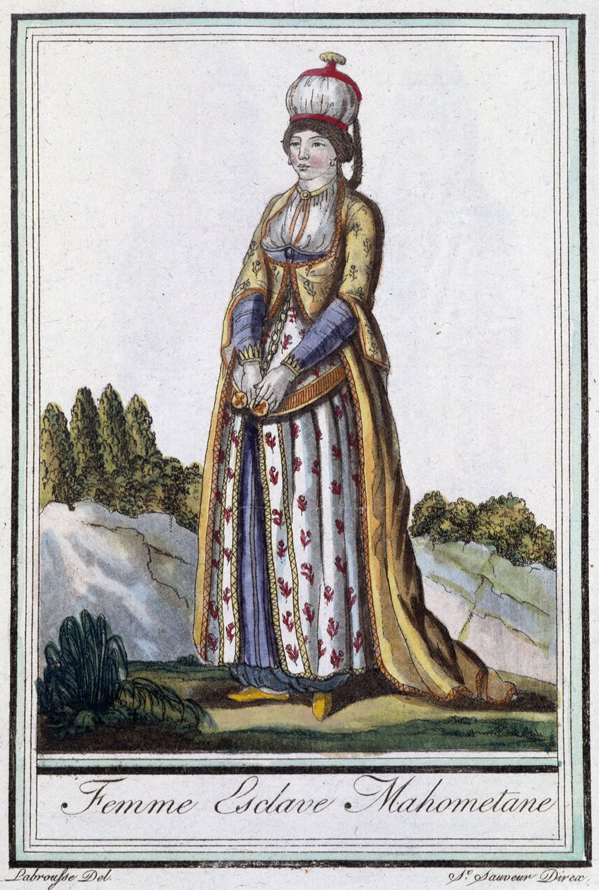 Muhammedansk slavekvinne - i "" Encyclopédie des voyages"" av J. Grasset St Sauveur, red. Deroy, Paris av L.F. Labrousse