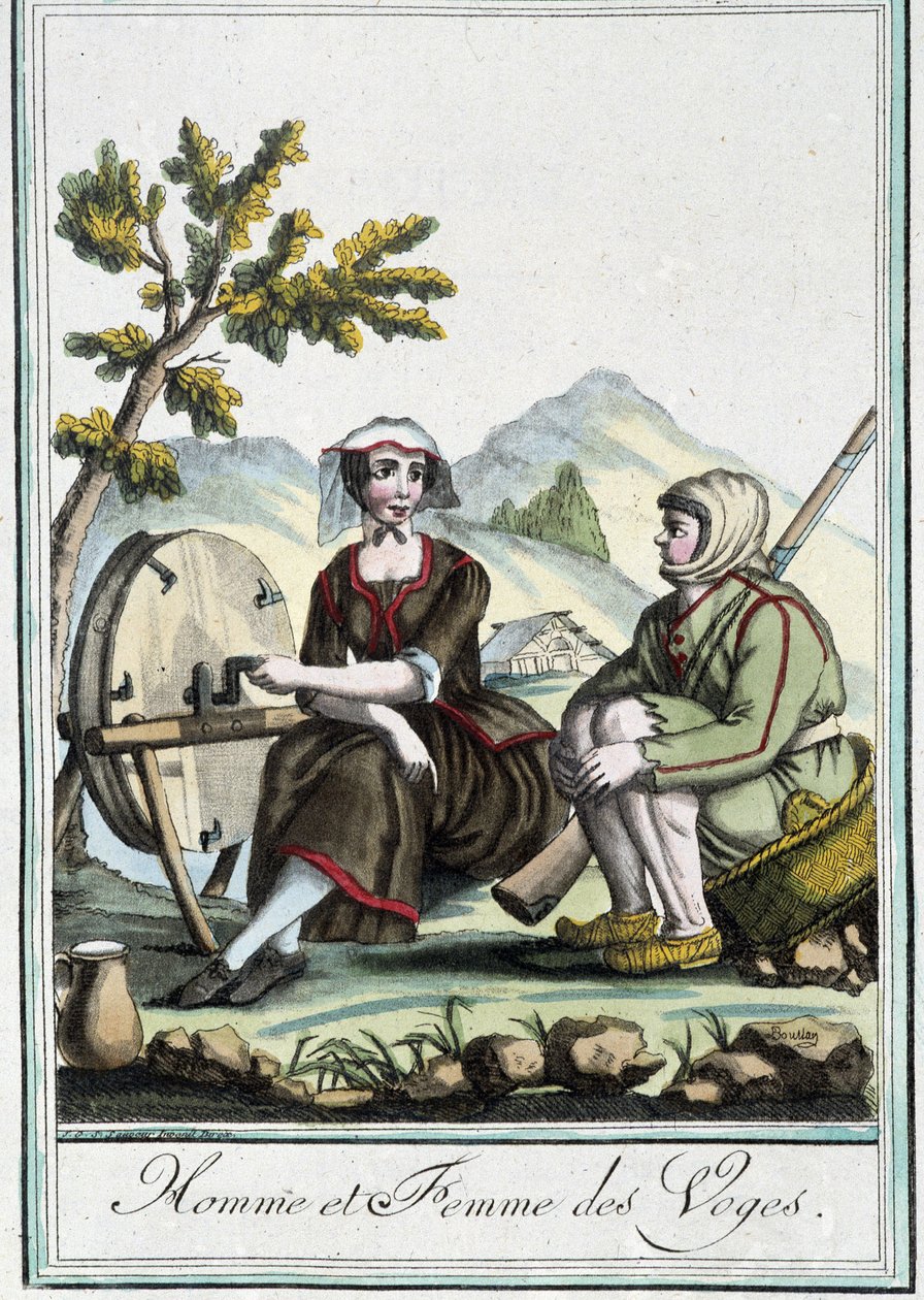 Mann og kvinne fra Vosges - i "" Encyclopedia of travels"" av J. Grasset St Sauveur, Deron, Paris av L.F. Labrousse