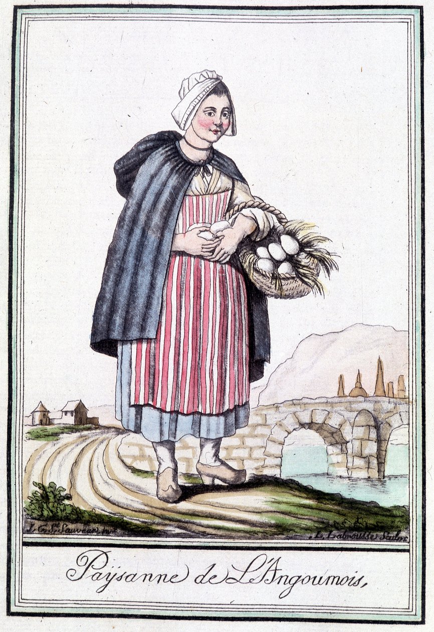Bondekvinne fra Angoumois - i "" Encyclopedia of Travels"" av J. Grasset St Sauveur, Deron, Paris av L.F. Labrousse