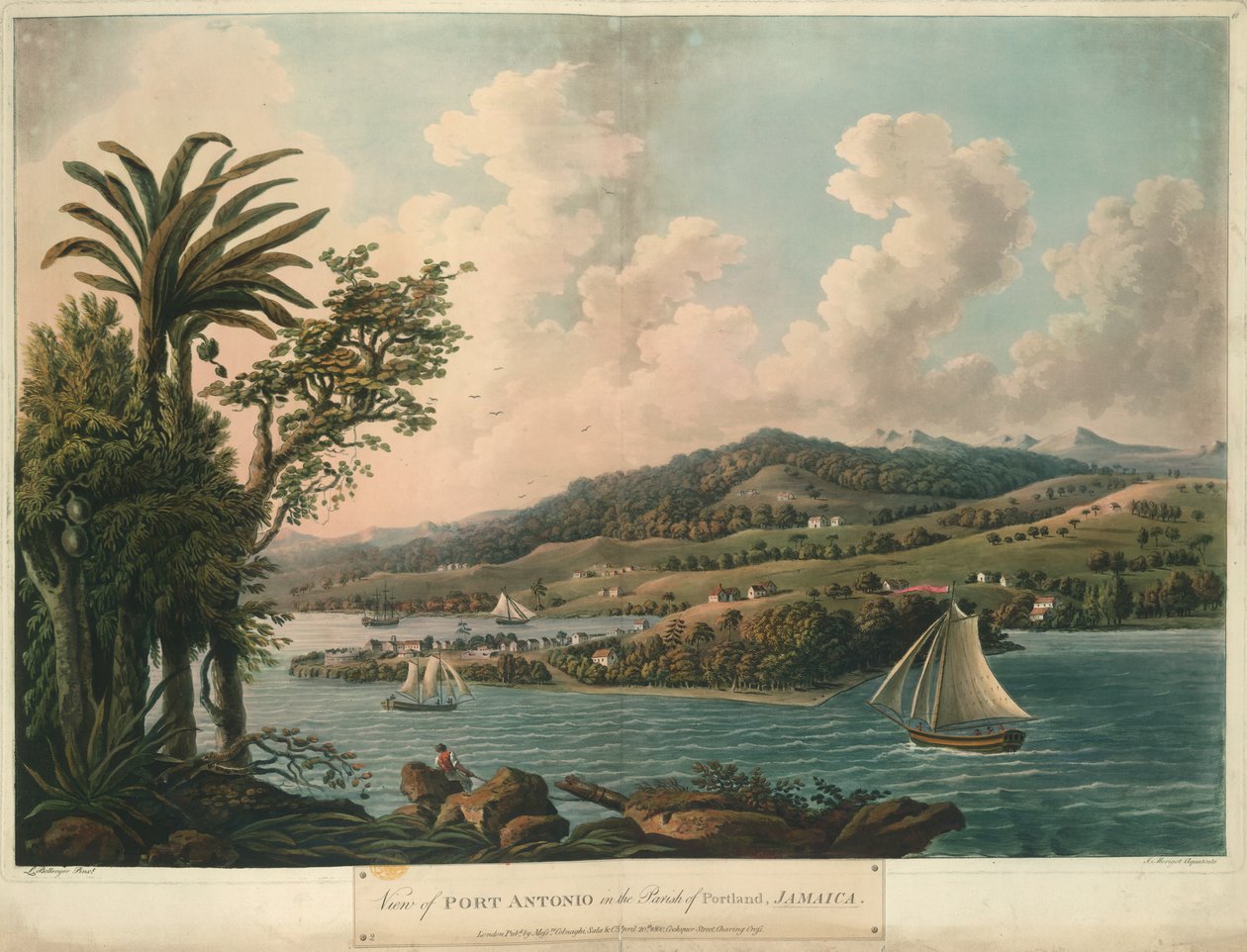 Port Antonio, fra Six Views in the Island of Jamaica, litografi av I. Merigot av L. (after) Bellenger