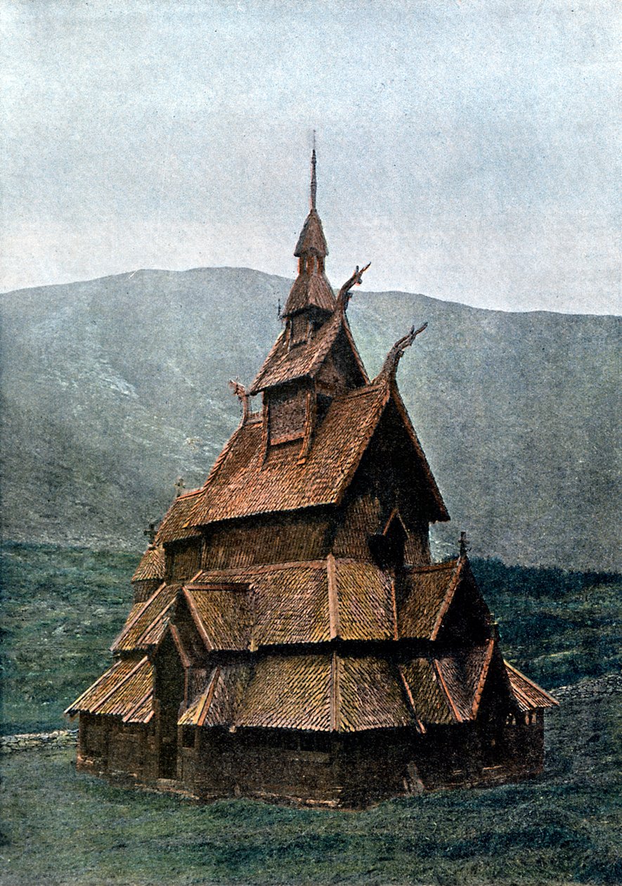 Borgund stave church, Sogn og Fjordane, Norway, c1890 av L Boulanger