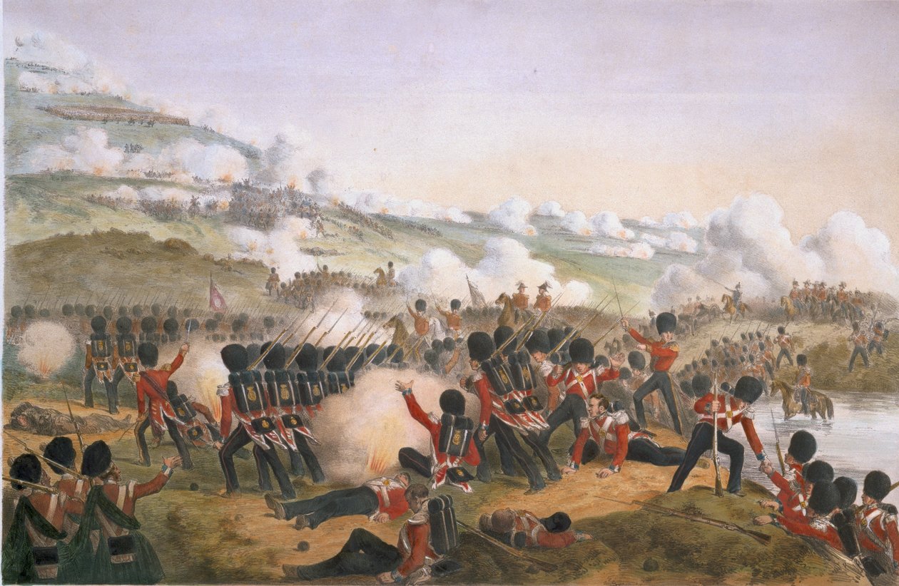 Den store anklagen om vaktene på høydene av Alma under Krim-krigen, 1854 (farget lito) av L. Huard