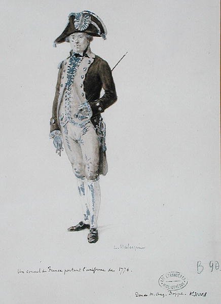 En konsul av Frankrike iført uniformen fra 1776 (penn og vask på papir) av L. Malespine