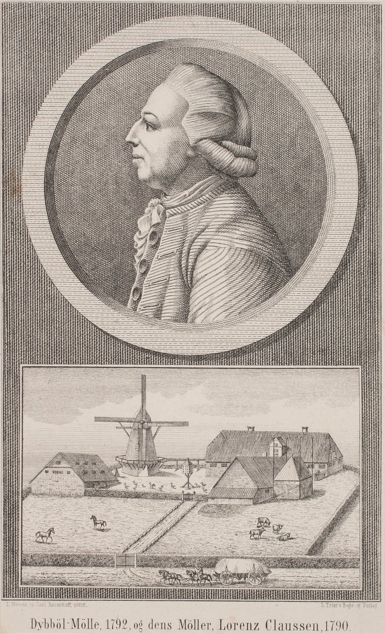 Dybbøl mølle, 1792, og dens møller Lorenz Claussen, 1790 av L. Nissen