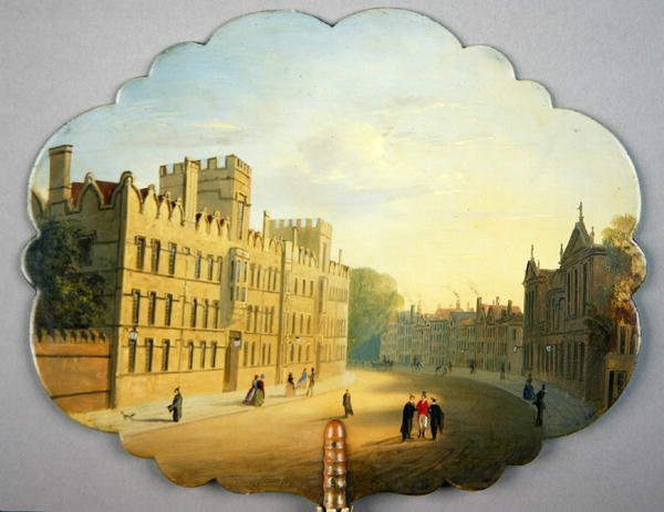 Viktoriansk skjerm, med en scene fra Oxford High Street og Queen