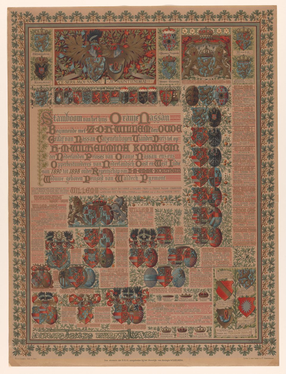 Familietre til House of Orange-Nassau Familietre til Oranje Nassau-huset Begynner med Z.D.H. Willem den Oud (...) (tittel på objekt) av L. van Leer