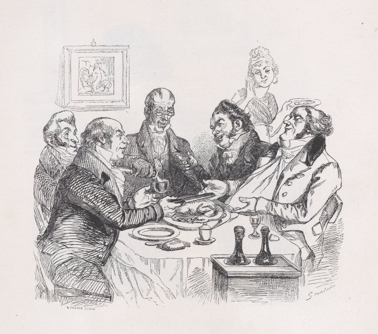 Lovsang av kylling fra The Complete Works of Béranger, 1836. av Lacoste