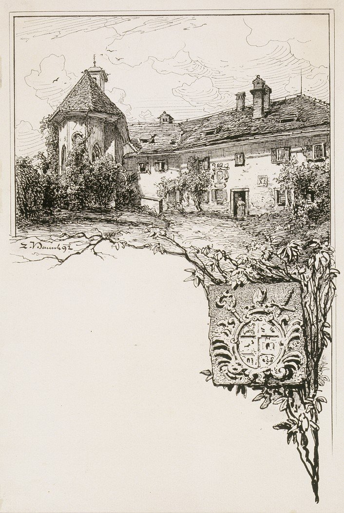 Bled Castle med våpenskjoldet til biskopen av Ladislav Benesch
