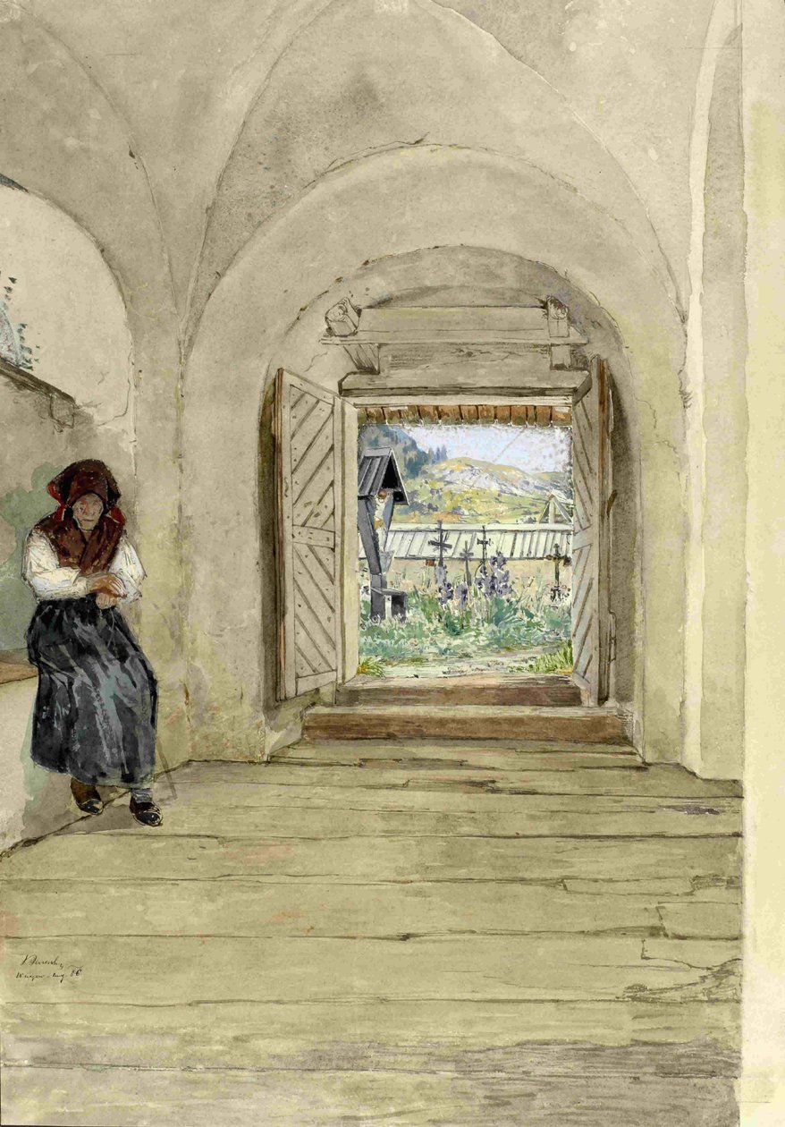 Utsikt fra kirken St. Andrew på kirkegården i Podkorenun av Ladislav Benesch