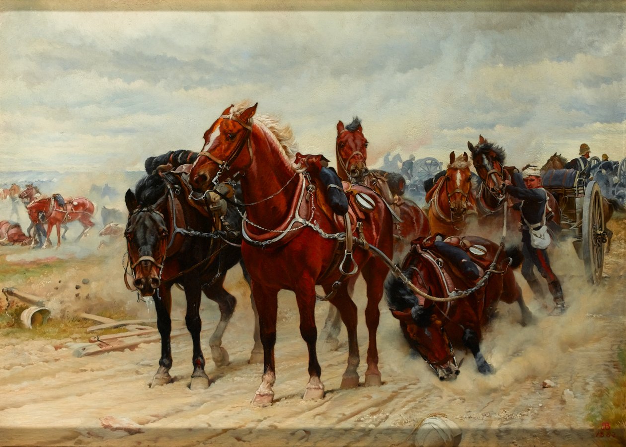 Patient Heroes, et Royal Horse Artillery Gun Team i aksjon, 1882 ca av Lady Butler