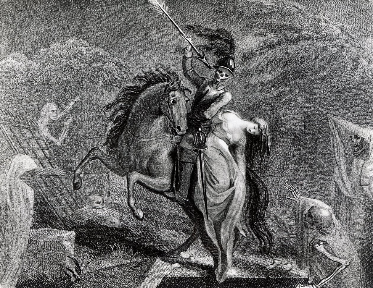 Lenore riding with Death, illustrasjon til diktet Lenore av Gottfried Augustus Burger (1747-1794), tegning av Diana Beauclerk (1734-1808) for 1796-utgaven utgitt av Harding Pall Mall av Lady Diana Beauclerk