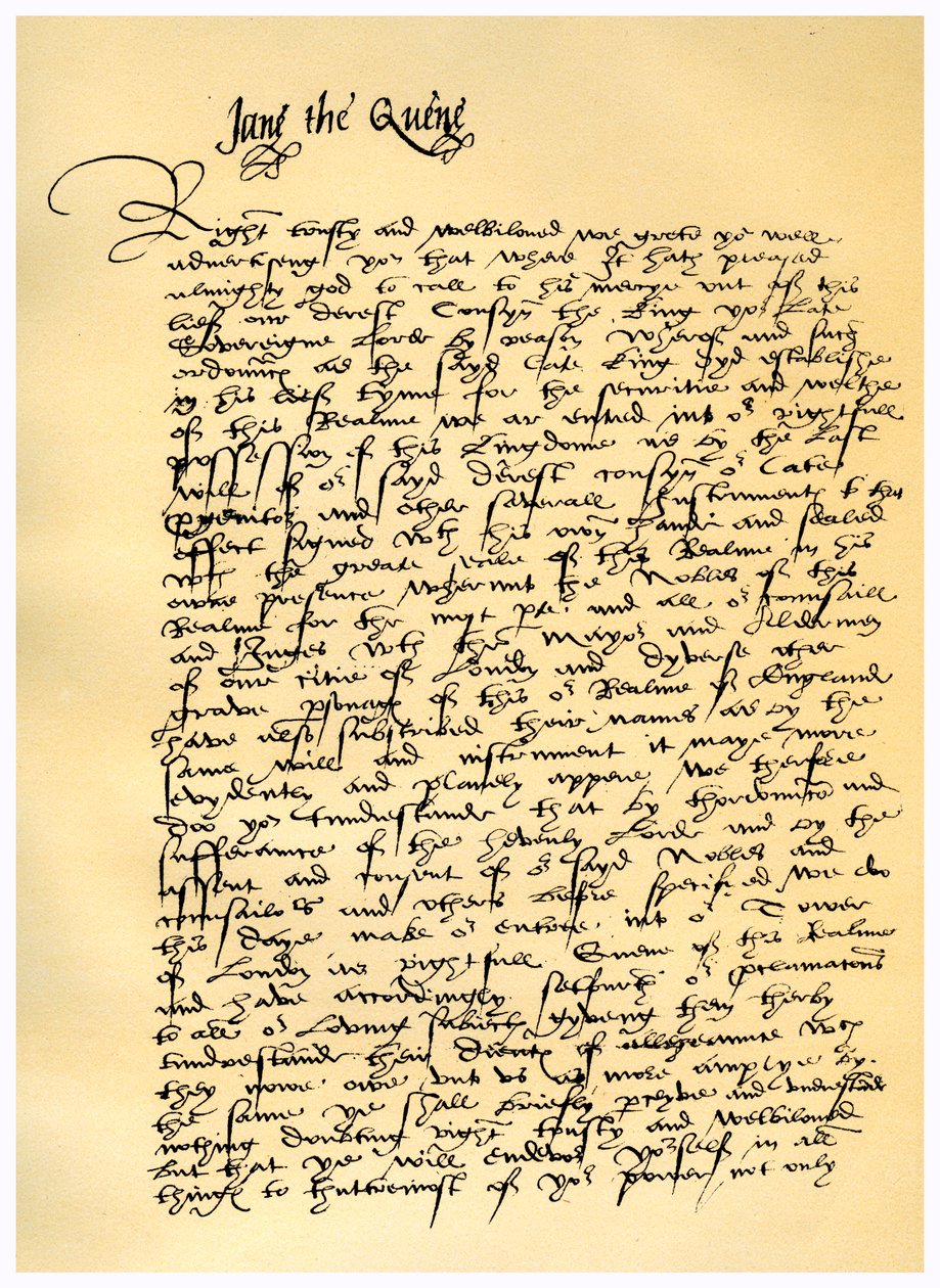 Brev fra Lady Jane Gray til William Parr, 10. juli 1553. av Lady Jane Grey