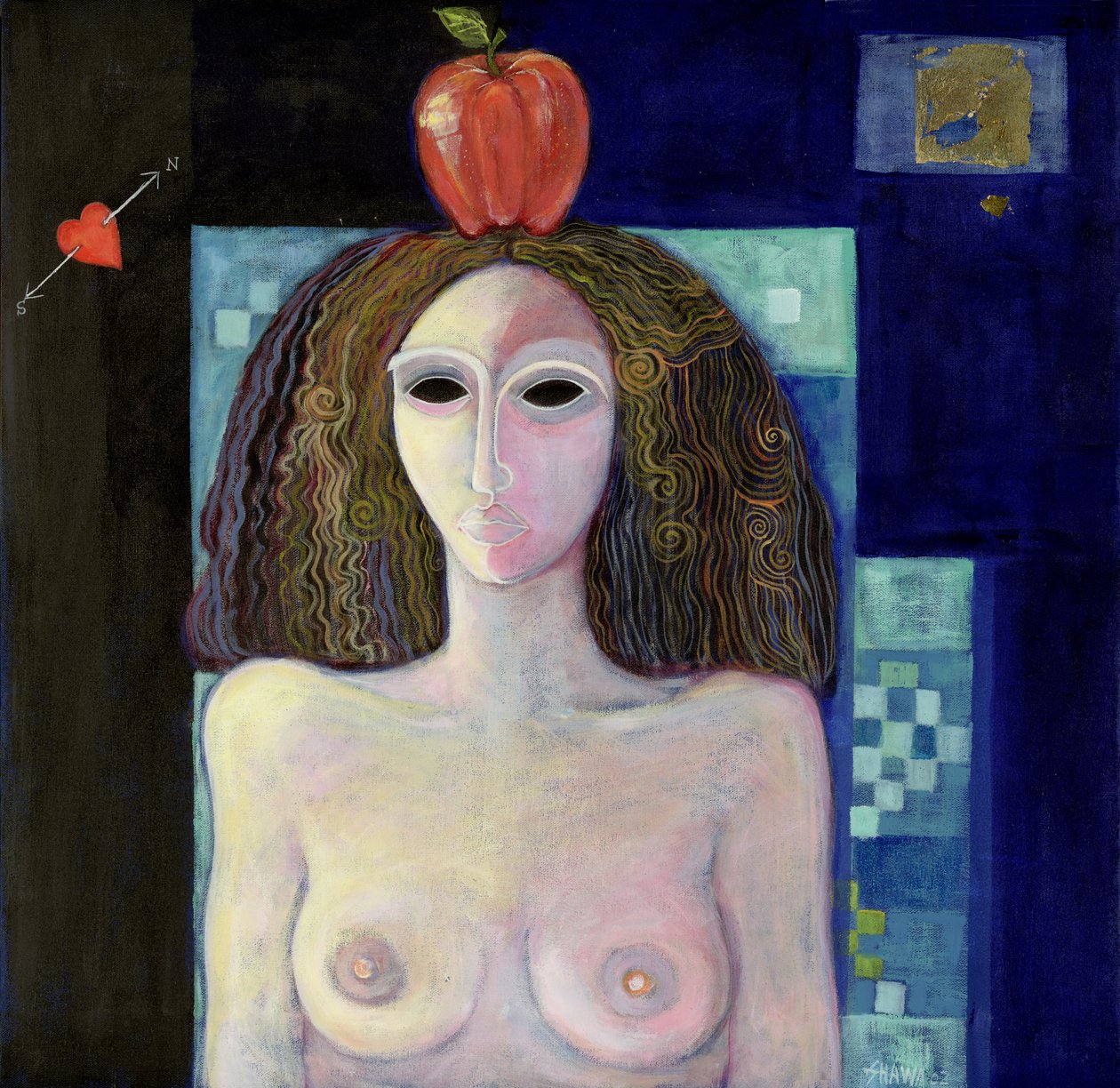 Eva, 2004 (akryl på lerret) av Laila Shawa