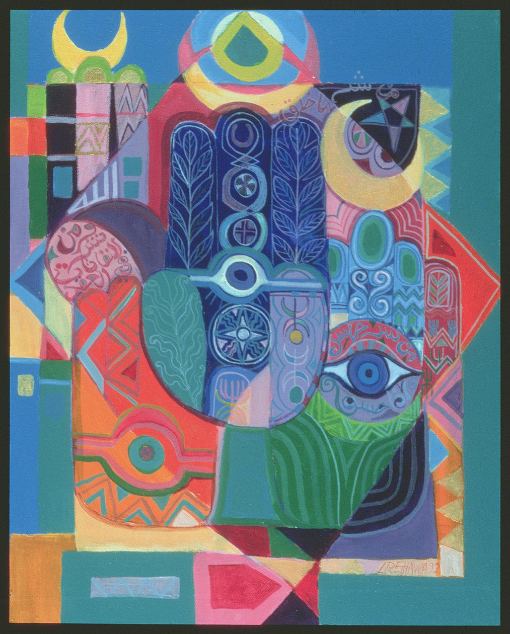 Hands as Amulets I, 1992 (akryl på lerret) av Laila Shawa