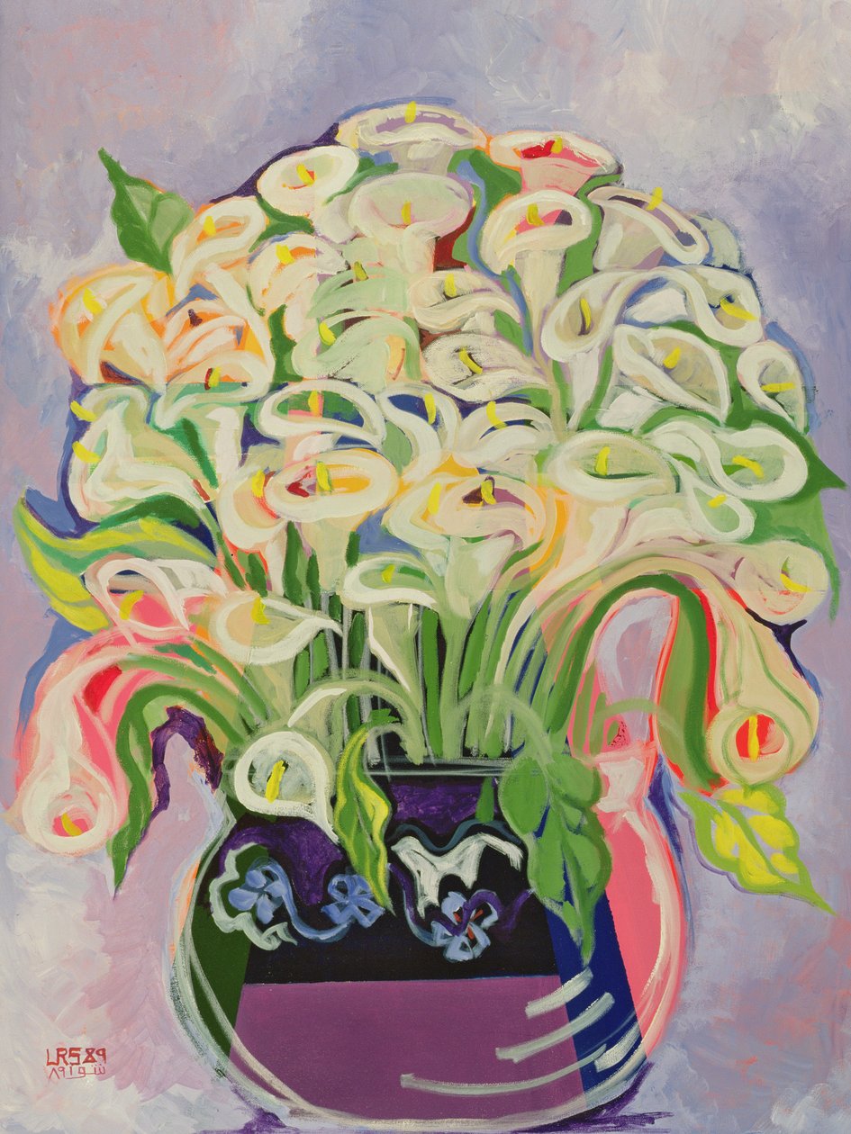 Lilies, 1989 (akryl på lerret) av Laila Shawa
