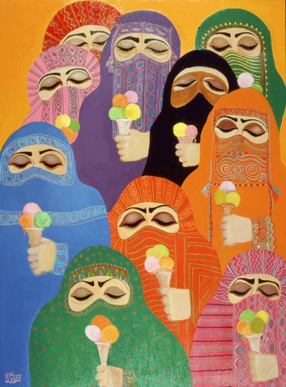 The Impossible Dream, 1988 (akryl om bord) av Laila Shawa