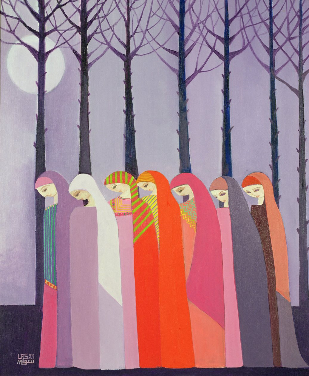 Walk in the Park, 1989 (akryl på lerret) av Laila Shawa