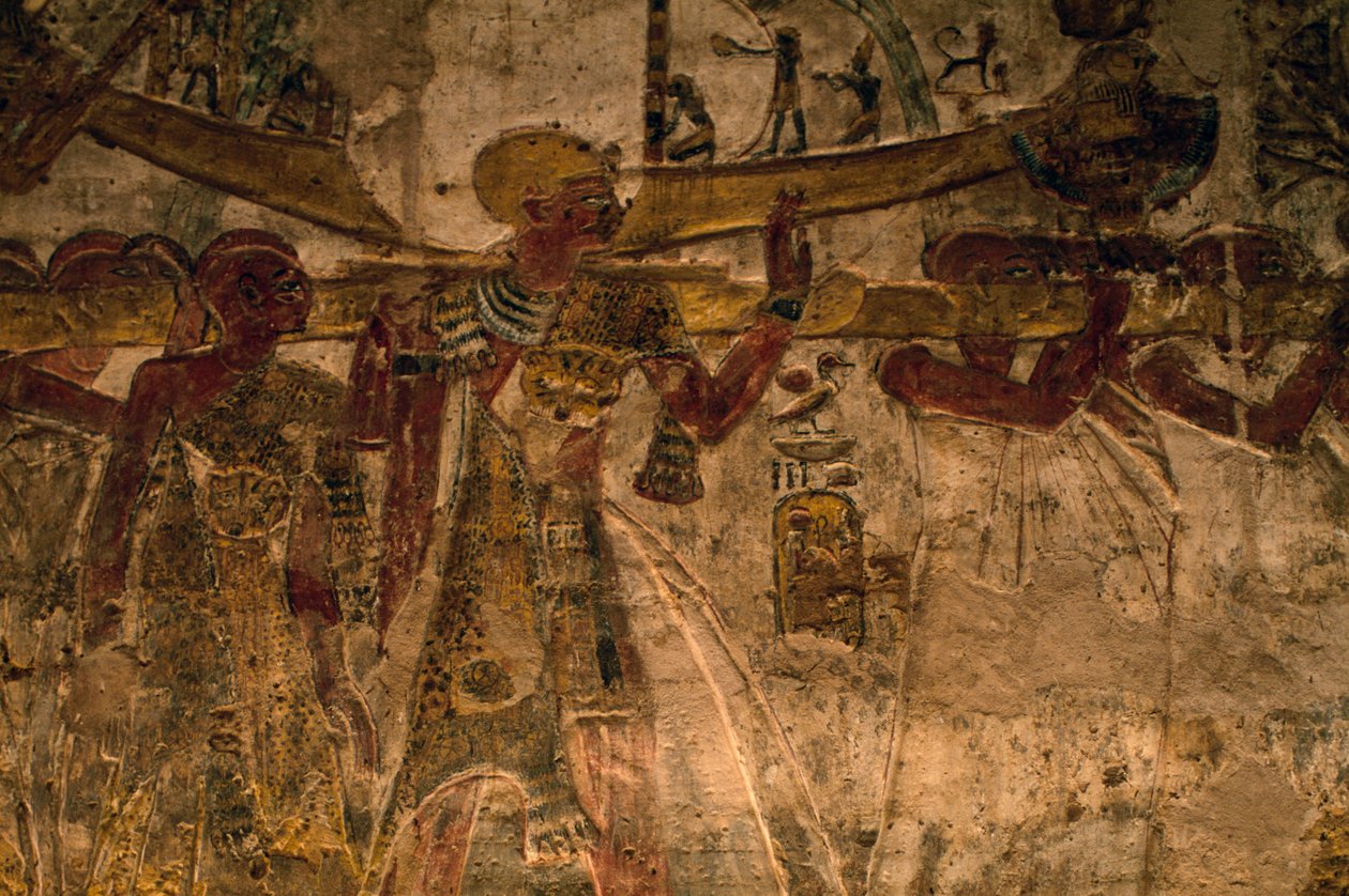 Bas-relieff fra tempelet til Derr, Nedre Nubia, Egypt, egyptisk sivilisasjon, New Kingdom, Dynasty XIX av Amadeo (after) Modigliani