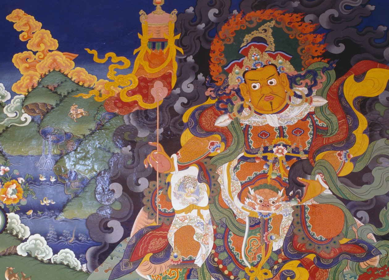 Freskomaleri som viser fargerike guder, Lamayuru buddhistkloster (Lamayuru Gompa), Himalaya, Ladakh-distriktet, delstaten Jammu og Kashmir, India av Amadeo (after) Modigliani