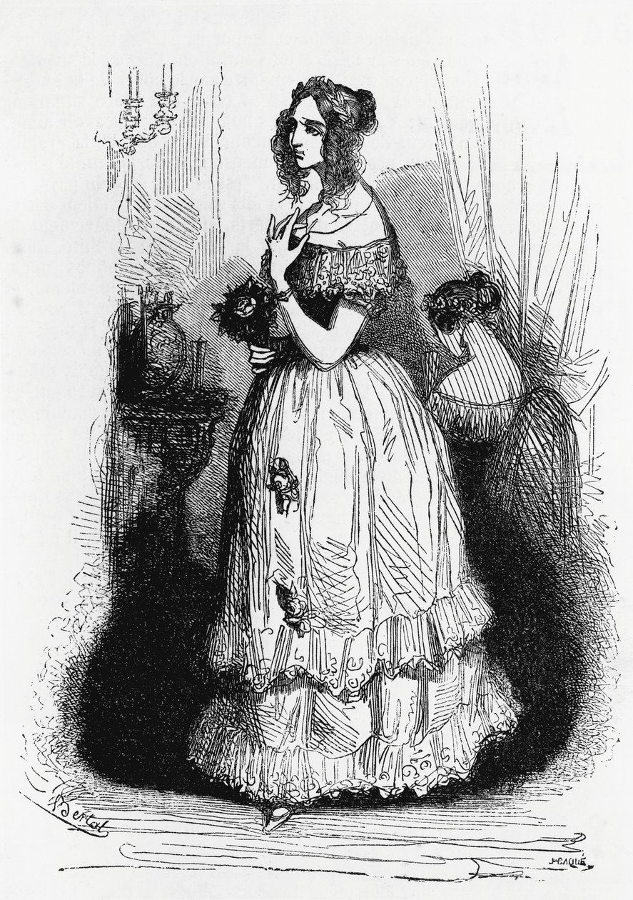 Illustrasjon for hertuginne av Langeais, roman av Honore de Balzac (1799-1850) fra samling med flere bind med tittelen Human Comedy, gravering av Laisne av Laisne Laisne