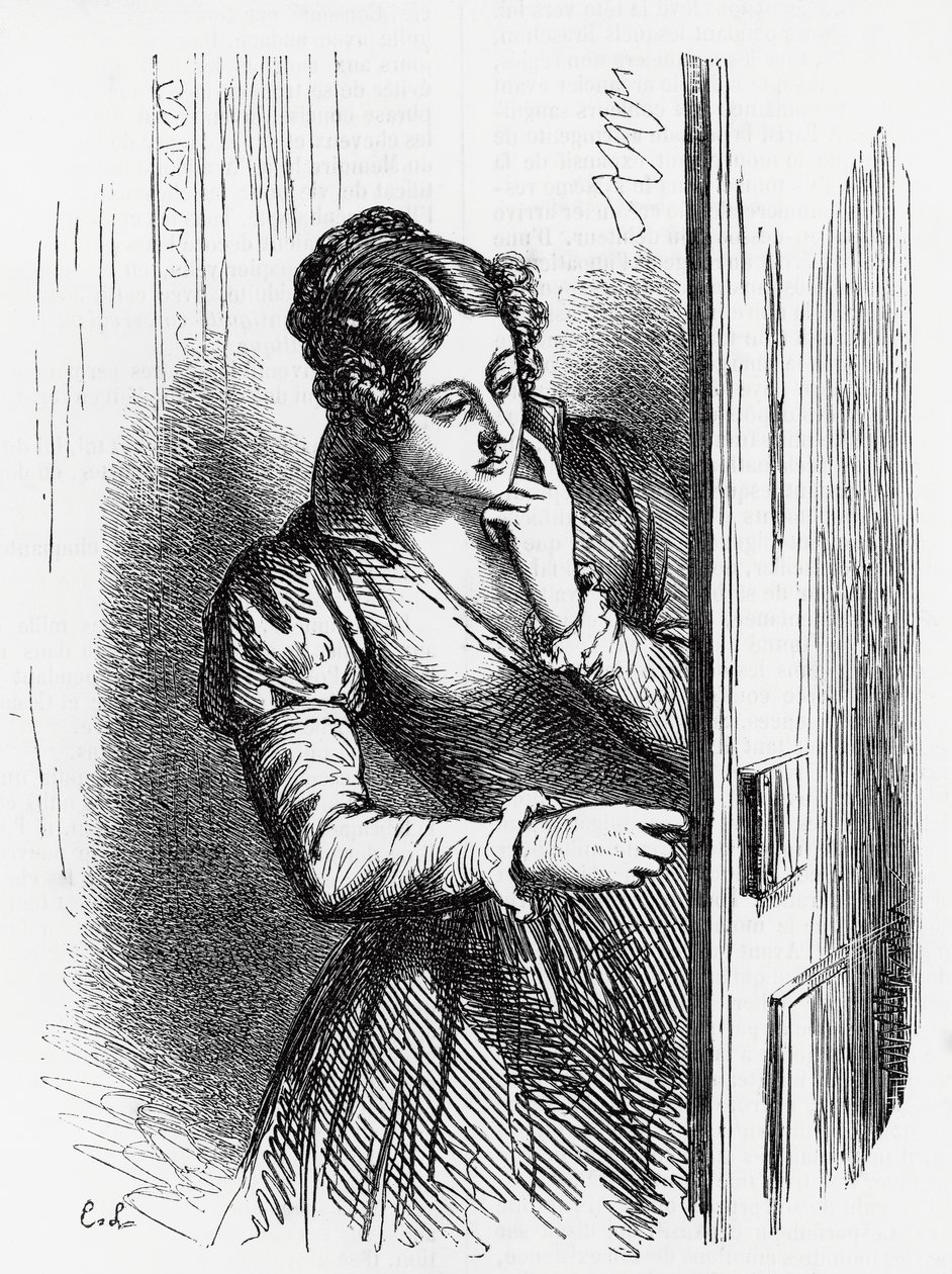Illustrasjon for Rise and Fall of Cesar Birotteau, roman av Honore de Balzac (1799-1850) fra samling med flere bind med tittelen Human Comedy, gravering av Laisne av Laisne Laisne