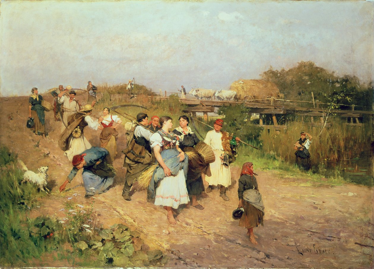 Høstmaskiner på vei hjem, 1881 av Lajos Deak Ebner
