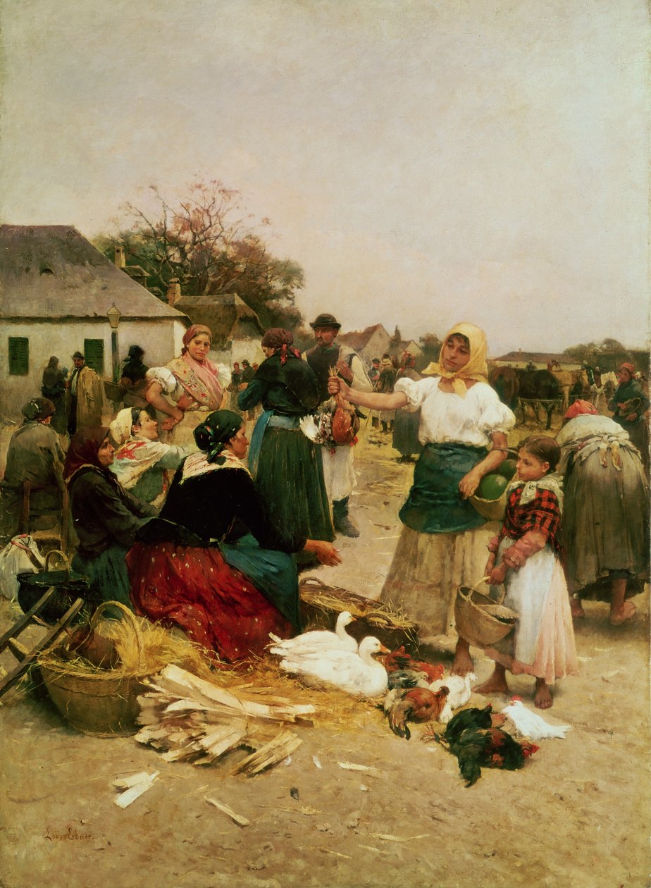 Fjærkremarkedet, 1885 av Lajos Deak Ebner