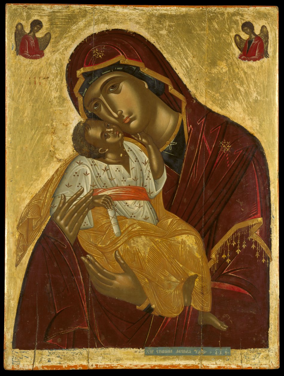 Ikon for ømhetens jomfru, fra Kreta ca. 1609 (eggtempera og bladgull på panel) av Lambardos Emmanuel