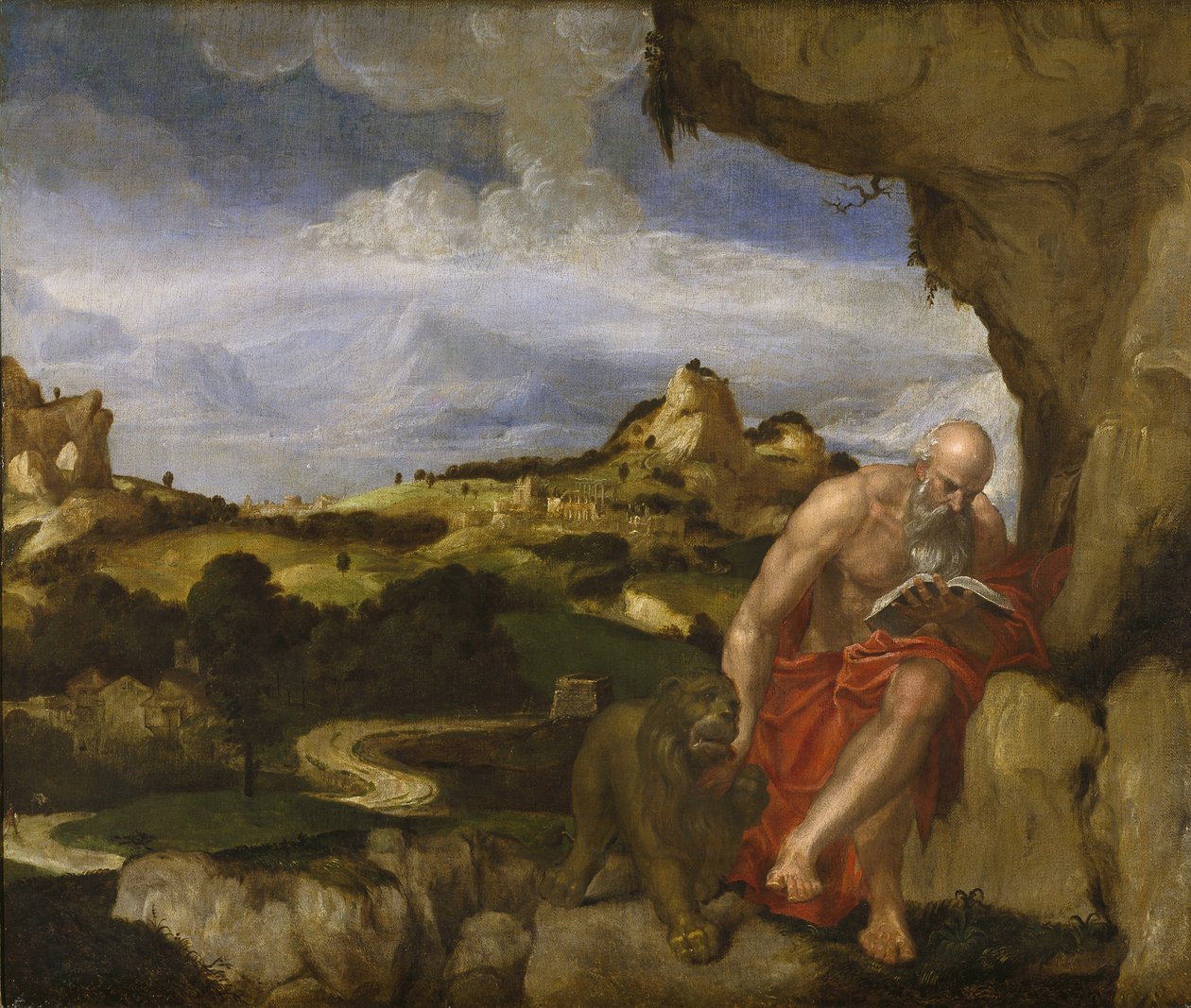 St. Hieronymus i villmarken, 1500-tallet av Lambert Sustris