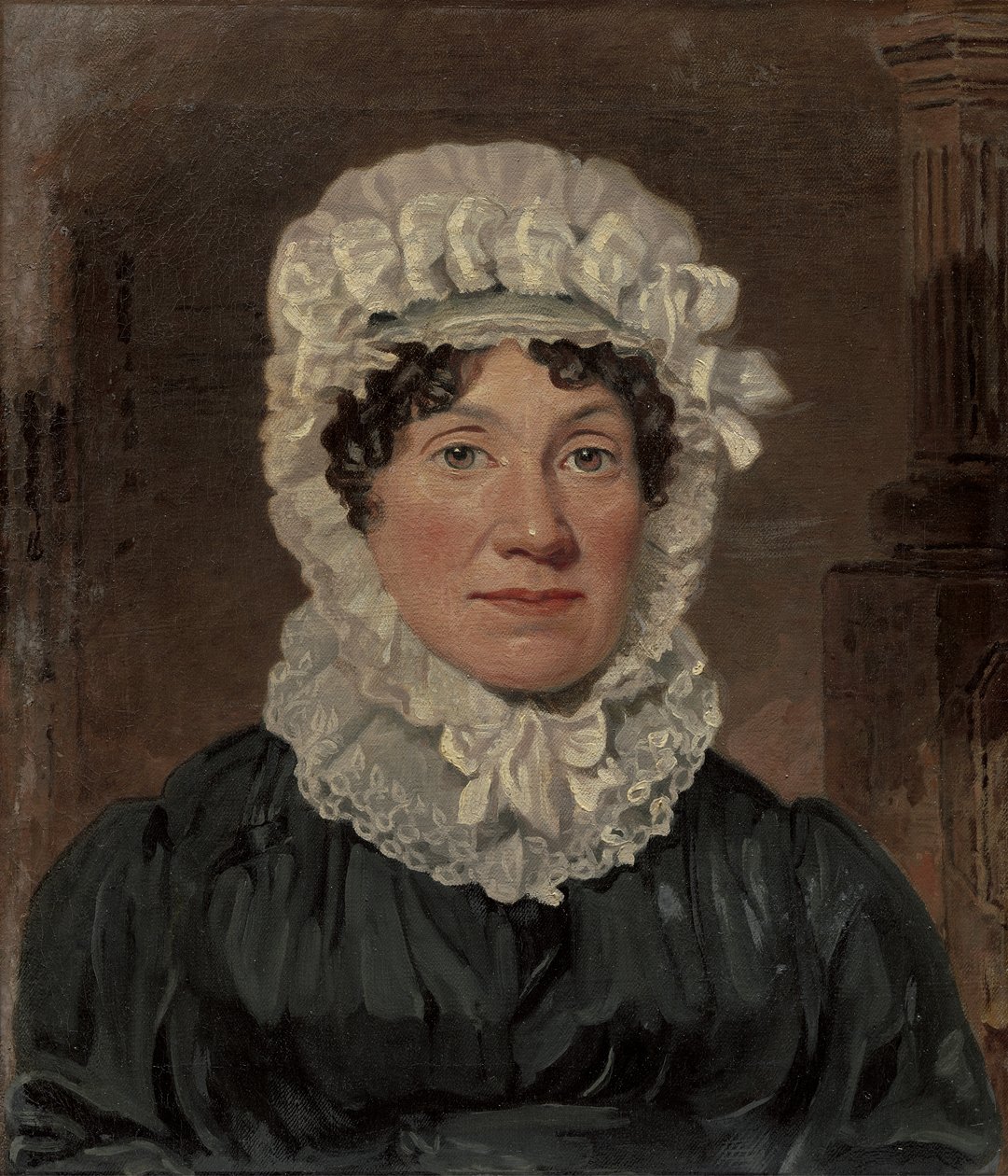 Portrett av fru Ben Marshall (olje på lerret) (se 158573 for par) av Lambert Marshall
