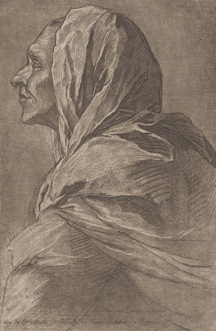 Hodet til en kvinne, ca. 1758. av Lambert Sigisbert Adam