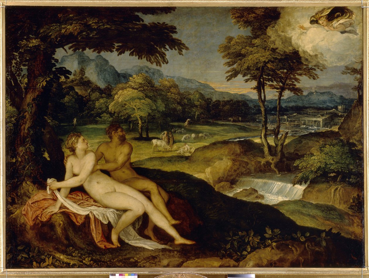 Jupiter og Io. Maleri av Lambert Sustris (1515 eller 1520 - etter 1591), olje på lerret, mellom 1558 og 1563. Italiensk kunst (Venezia) av Lambert Sustris
