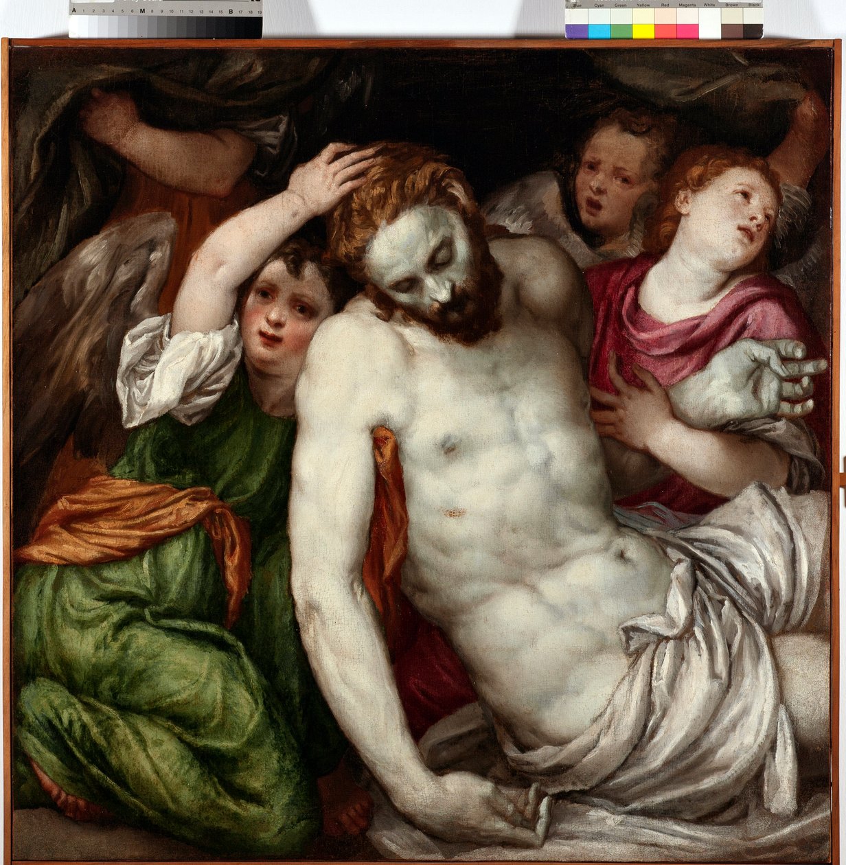 Pieta et anges (Pieta med engler) Maleri av Lambert Sustris (1515-1584) 1500-tallet Sun 83x84 cm Musei di Strada Nuova Genes av Lambert Sustris