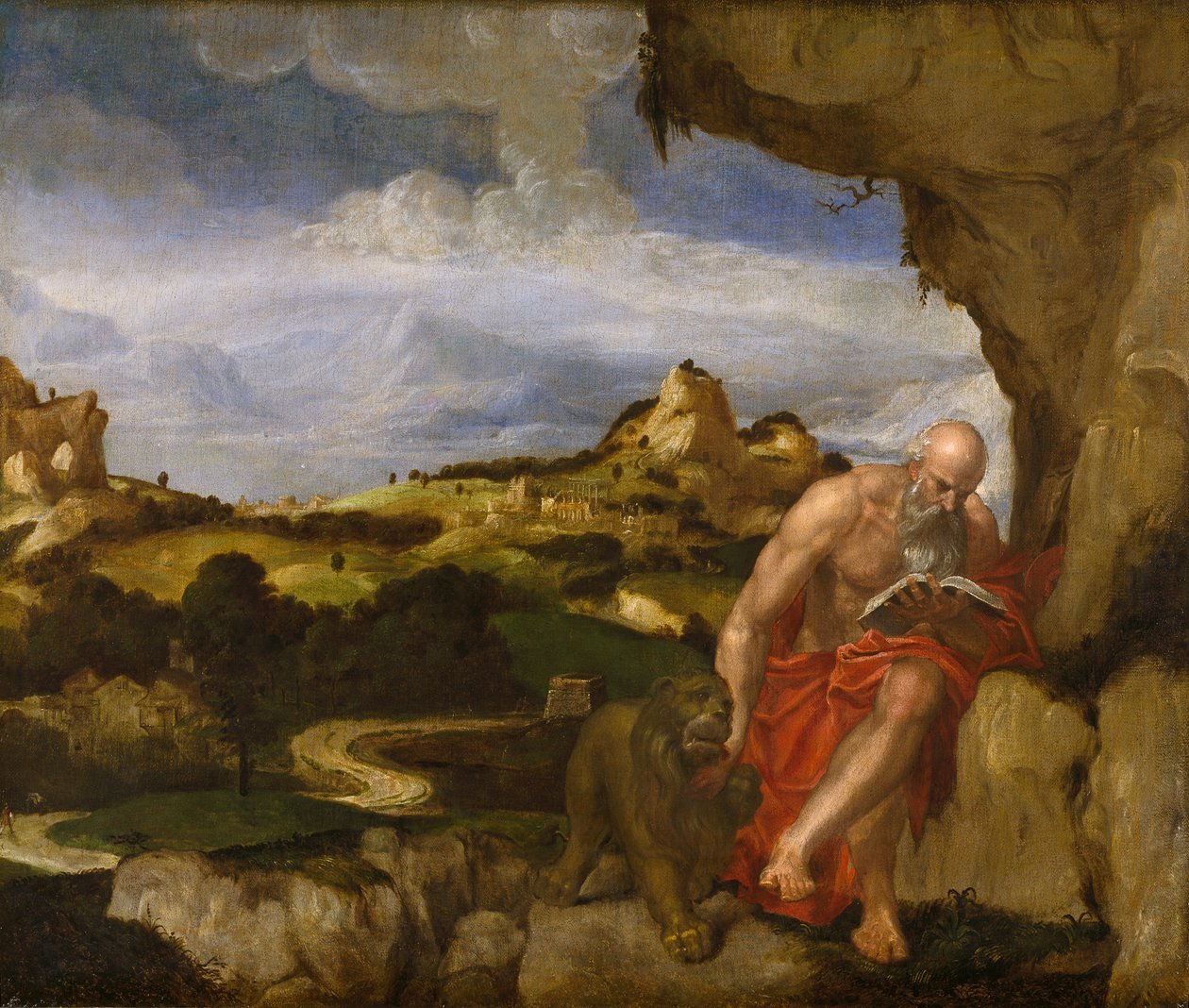 St Jerome i villmarken, midten av 1500-tallet av Lambert Sustris