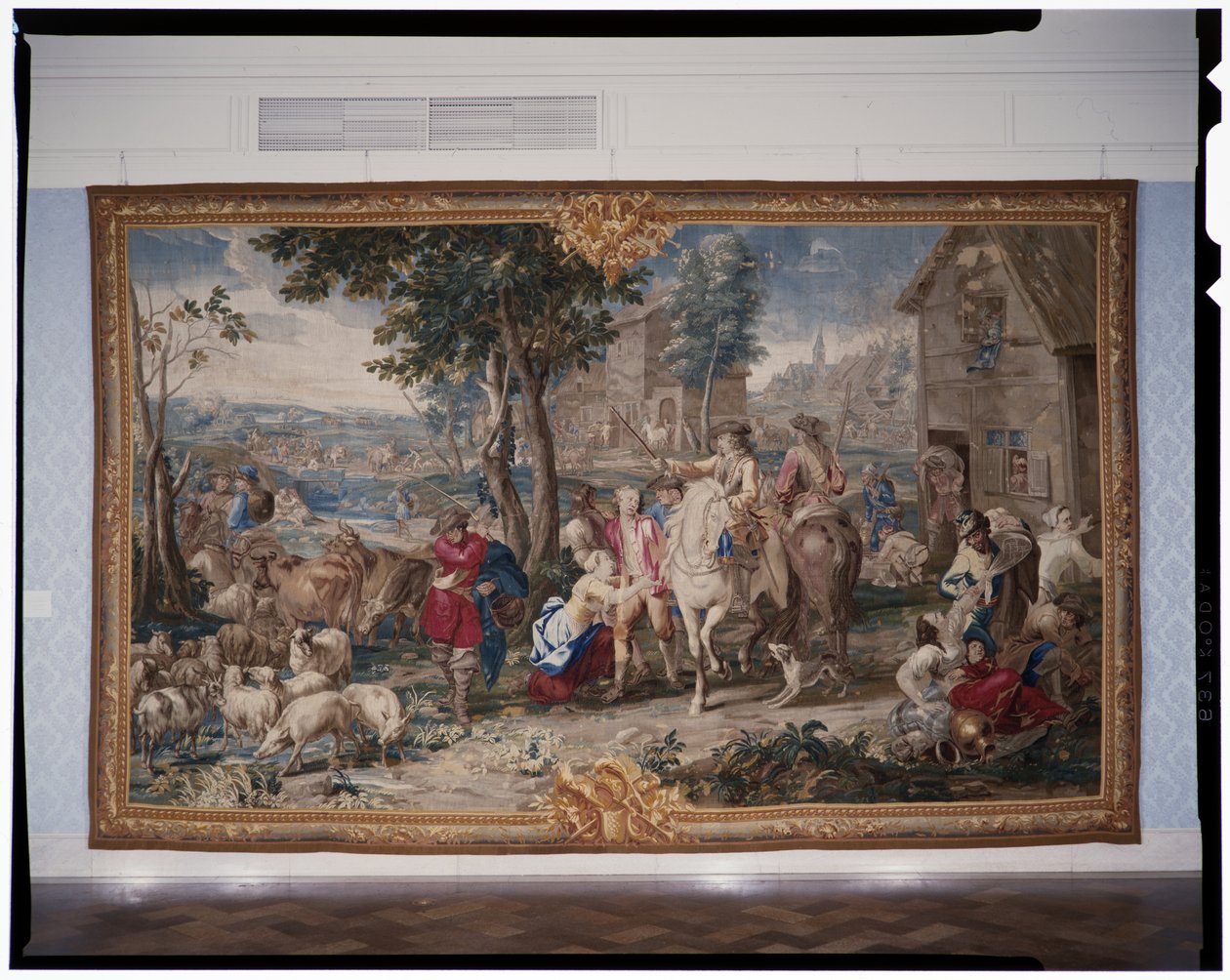Plyndring, fra Art of War billedvev-serien, 1708-12 (vevd 1712-18) (teppe) av Lambert de Hondt