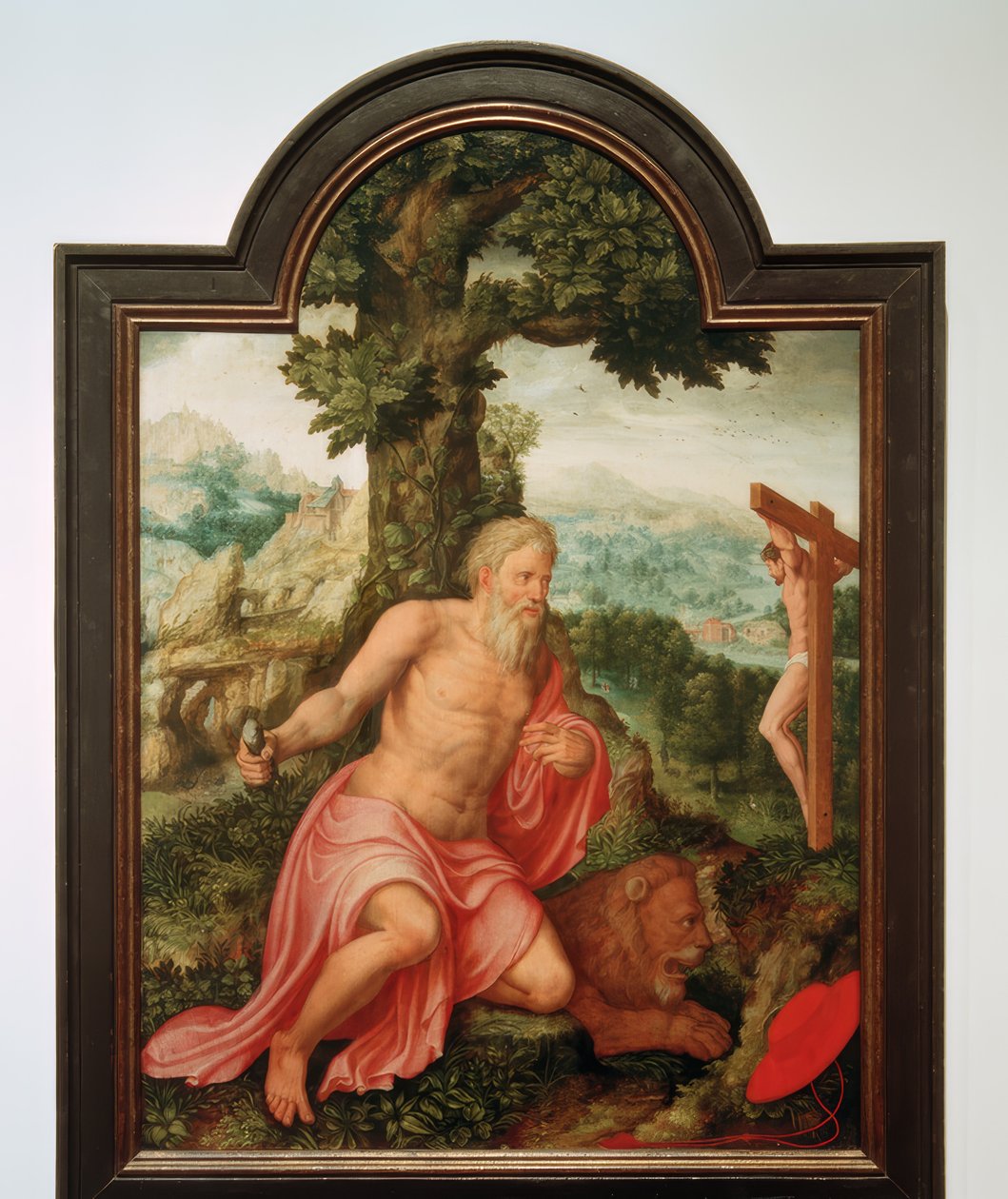 Landskap med St. Jerome av Lambert van Noort