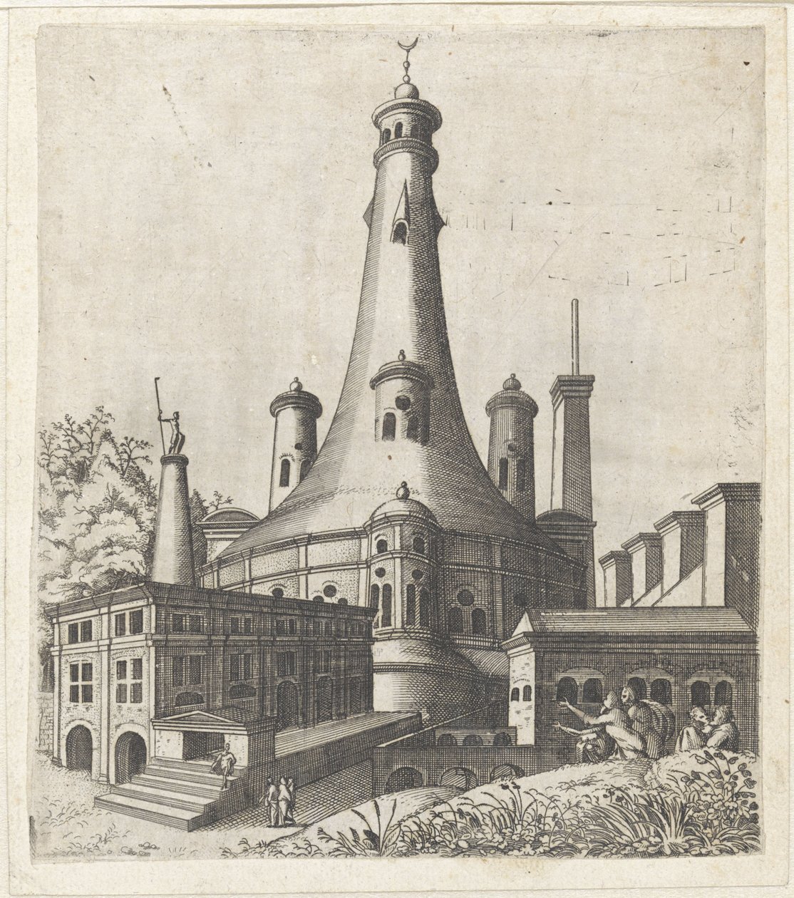 Gebouw met en halve maan op het dak Tegninger av ruiner av ulike fabrikater svært nyttige for malere og andre kunstnere av den typen (serietittel) av Lambertus Suavius