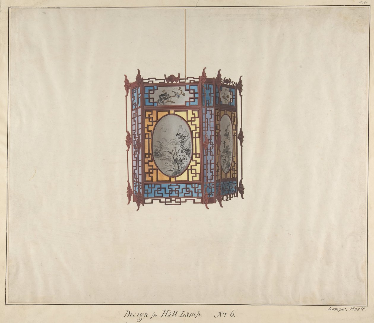 Design for halllampe nr. 6, ca. 1845. av Lamqua