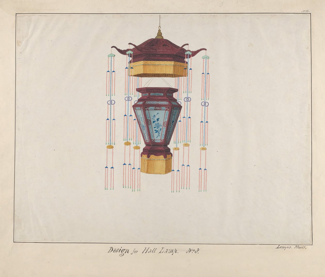 Design for en halllampe, ca. 1800-1810. av Lamqua