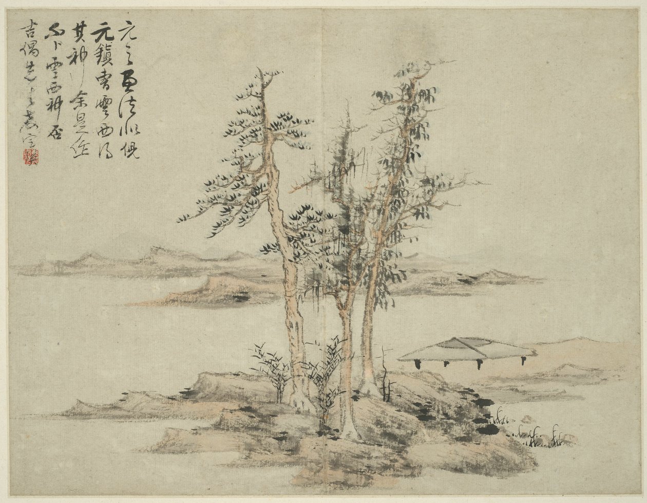 Landskap i stil med eldgamle mestere: etter Ni Zan (1301-1374), Cao Zhibo (1272-1355) av Lan Ying