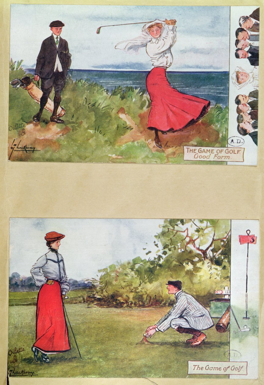 Postkort som viser golfspillet, tidlig på 1900-tallet av Lance Thackeray