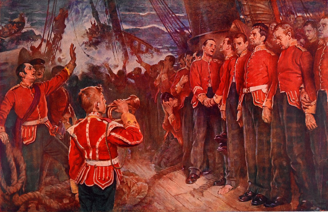 Forliset av Birkenhead, 25. februar 1852 (fotolitografi) av Lance Calkin