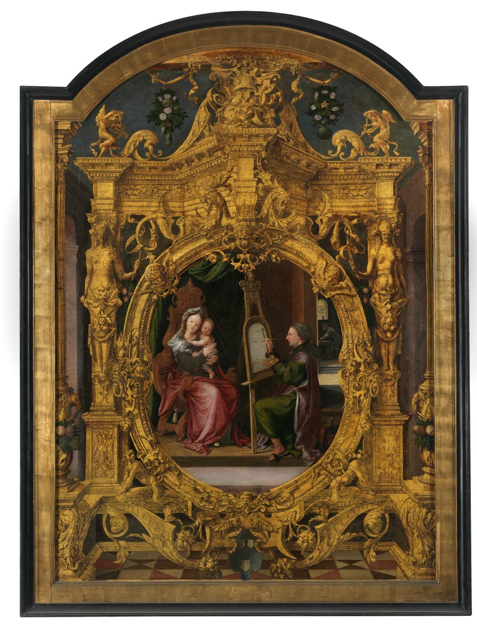 St. Luke maler jomfruens portrett (olje på lerret) av Lancelot Blondeel