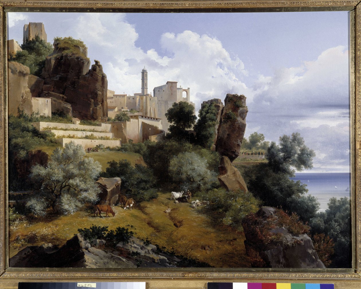 Utsikt over Roquebrune, Italia (olje på lerret) av Lancelot Théodore Turpin de Crissé de Crissé