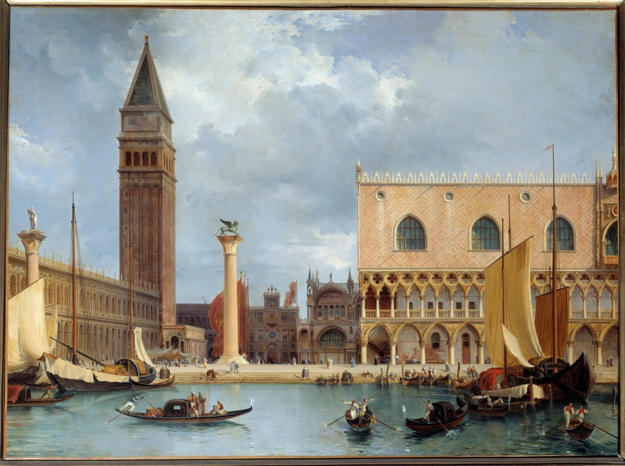 Utsikt over en del av hertugpalasset og Piazzetta i Venezia Maleri av Theodore Turpin de Crisse (1782-1859) 1829 Søn. 0,75x1 m av Lancelot Théodore Turpin de Crissé de Crissé